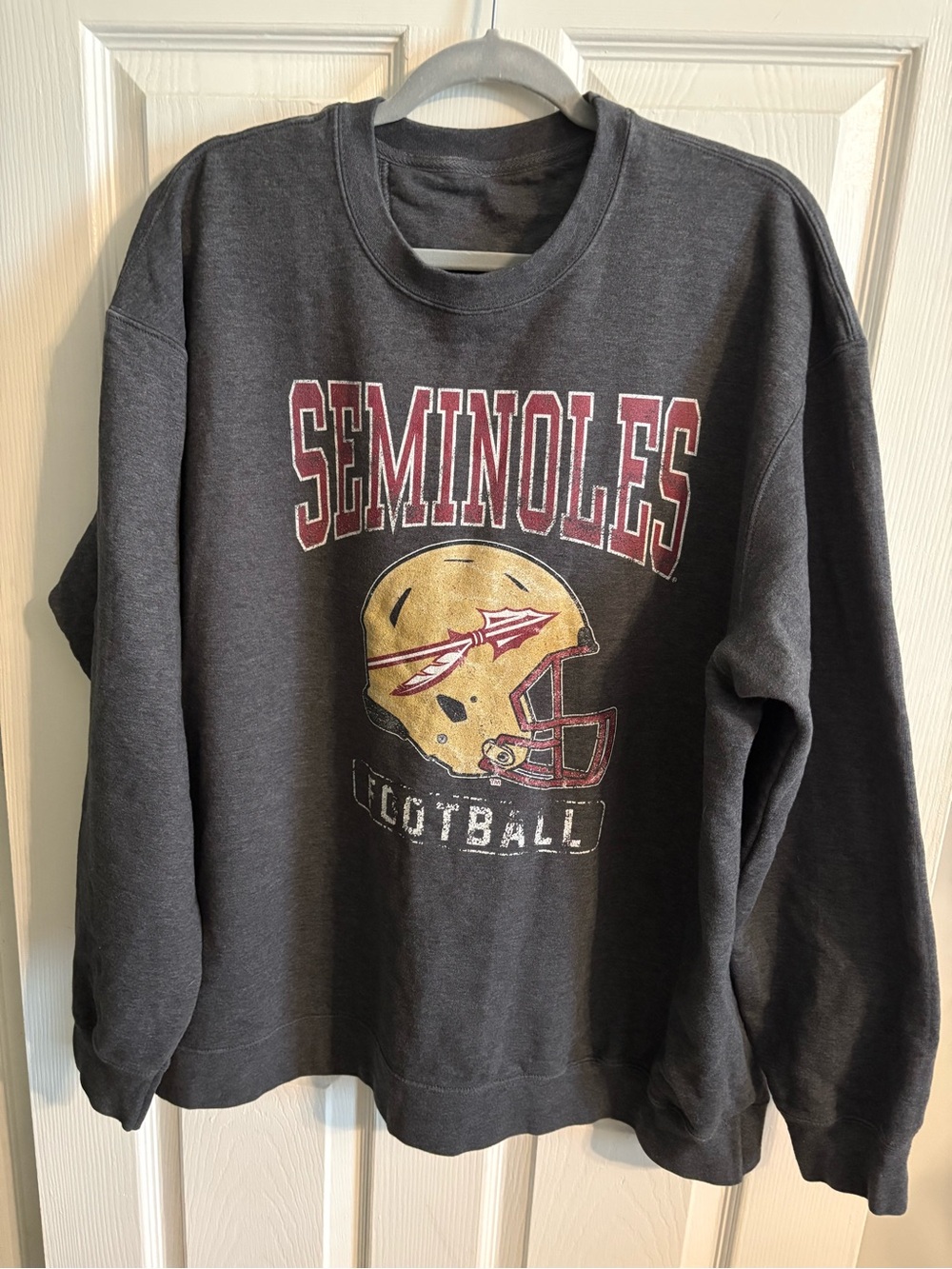 Seminoles Football Crewneck Sweatshirt - Charcoal with Garnet & Gold Graphic